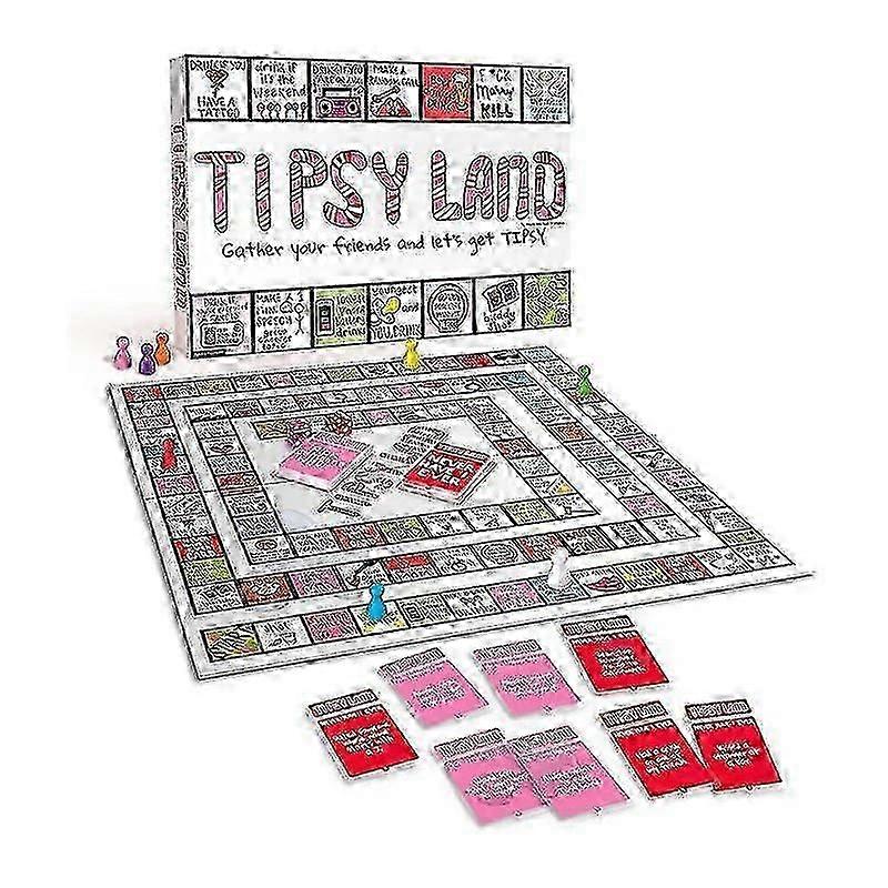Tipsy Land Party Board Game - Fun Party Board Game for Adults - Fun Drinking Game for Friends - 75+ Unique Spaces, for Dares, Confessions & Competitio