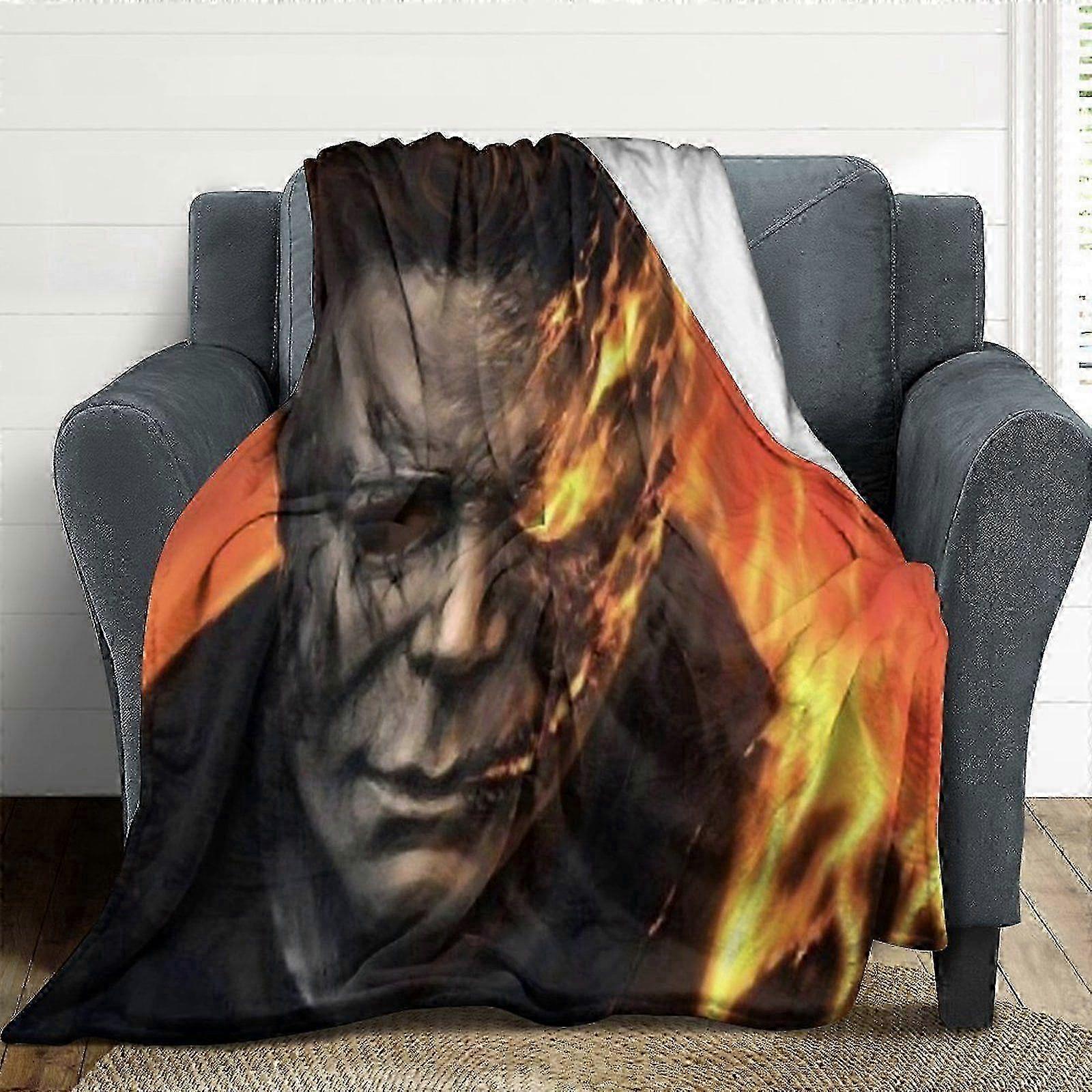 Michael Myers Halloween Flannel Blankets Soft Plush Throw Blanket Fuzzy Cozy Luxury Air Conditioner Blanket for Bedroom Sofa-w254