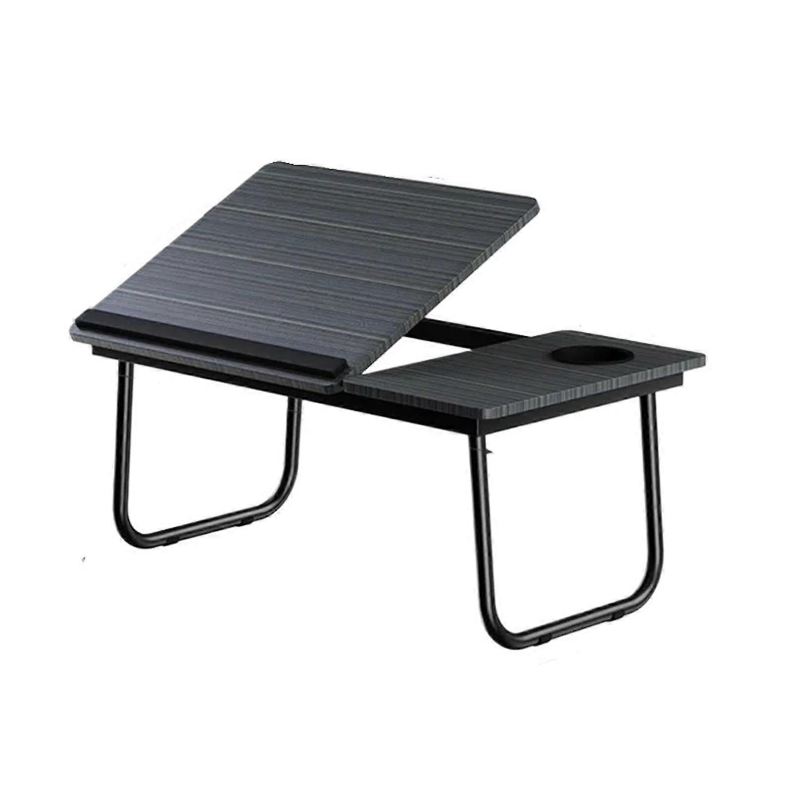 Laptop Stand For Bed Folding Laptop Desk 4Angle Adjustable Table With Cup Holder Black For Writing