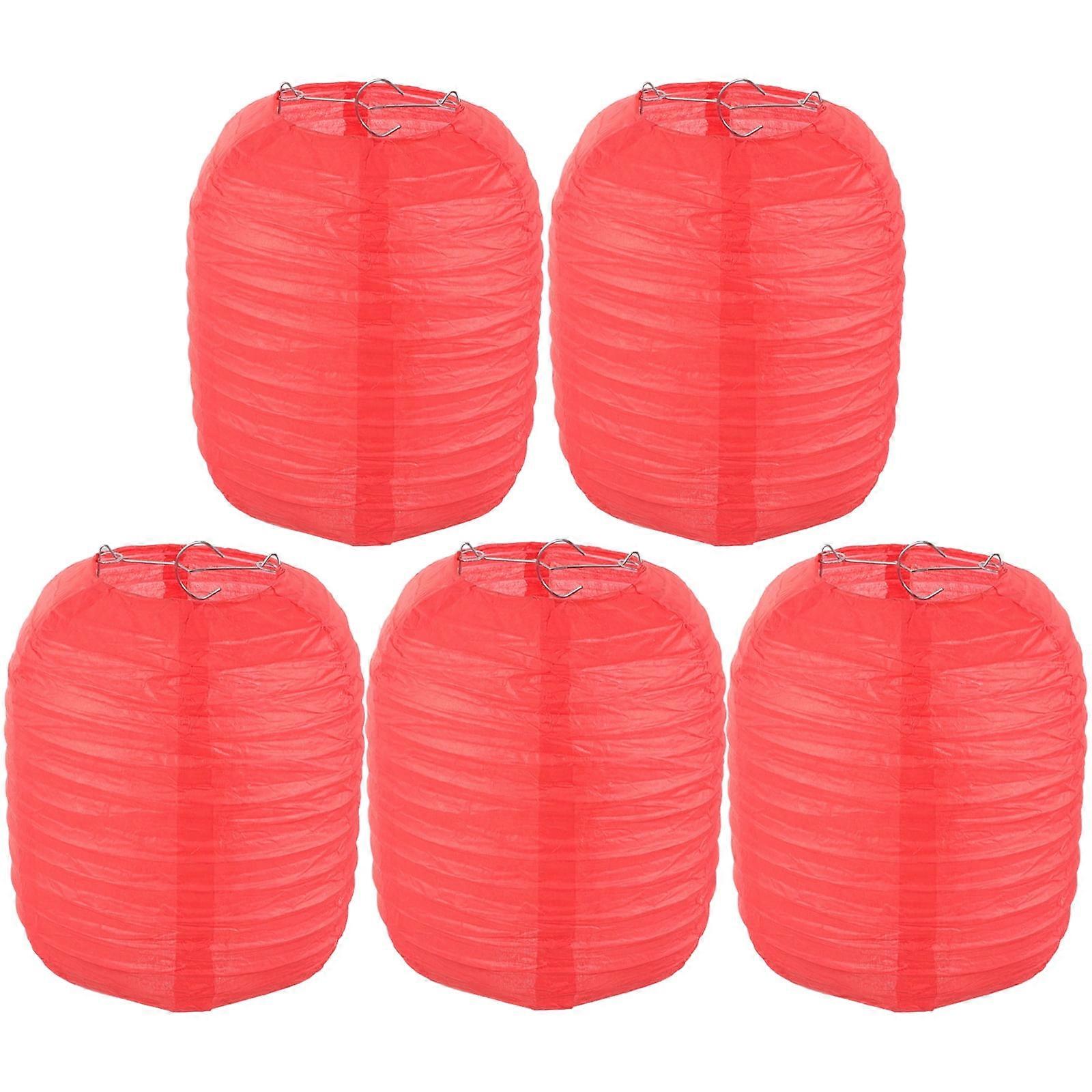 5pcs Paper Lanterns Folding Lanterns Decorative Hanging Lanterns for Party Festival