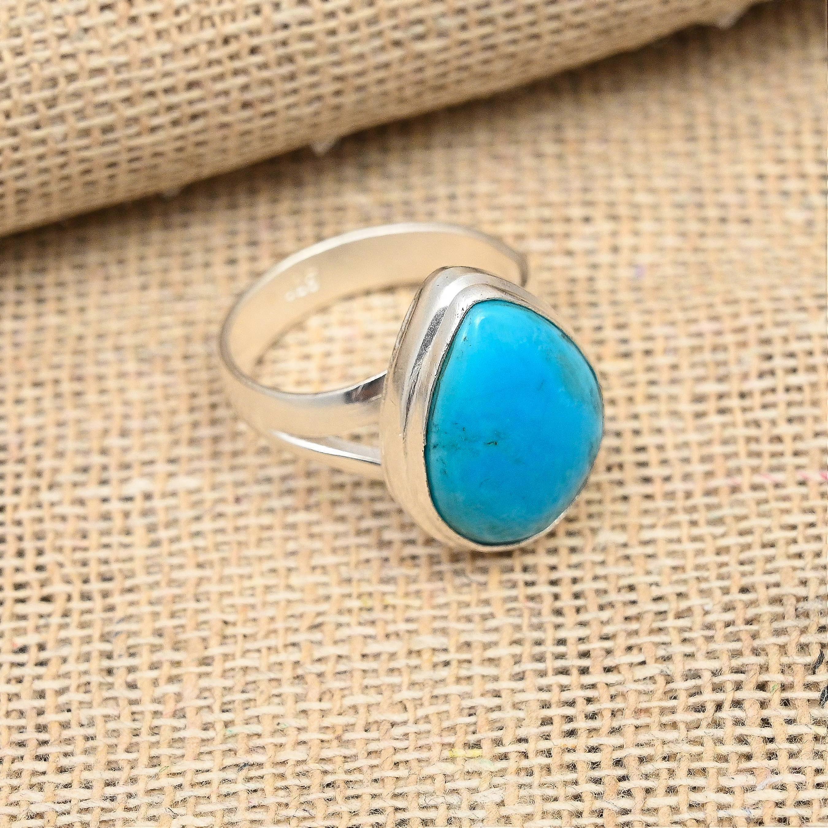 Tibetan Turquoise Gemstone Handmade Jewelry Solid 925 Sterling Silver Ring