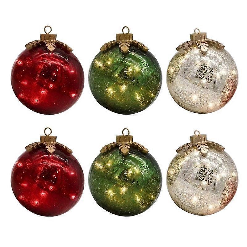 Battery Operated Glass Christmas Ball Ornament LED Lighted Tabletop Decoration For Holiday Homes Party Supplies Multicolor