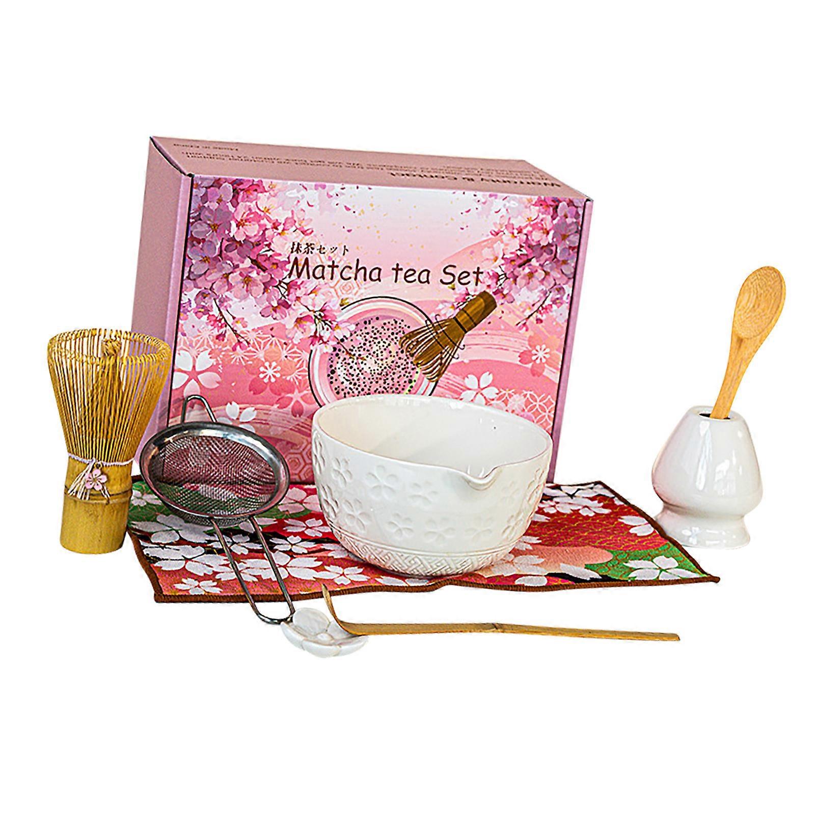 Japanese Encouraged 8 Part Matcha Tearoom Set Green Earthenware Cups And Container With Heat Holding  White