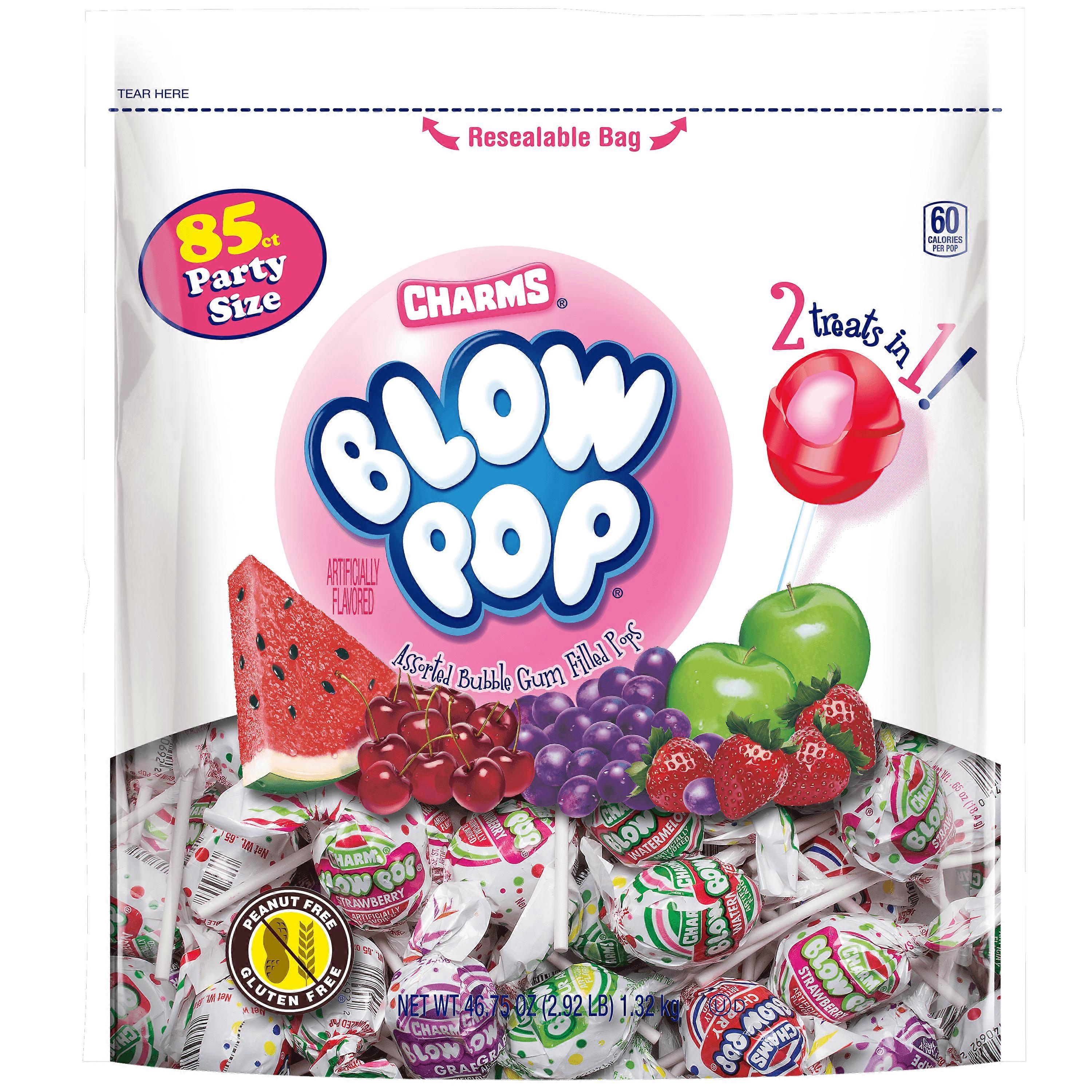 Charms Blow Pop Lollipops επανασφραγιζόμενη τσάντα, ανάμεικτες γεύσεις, 46.75 oz