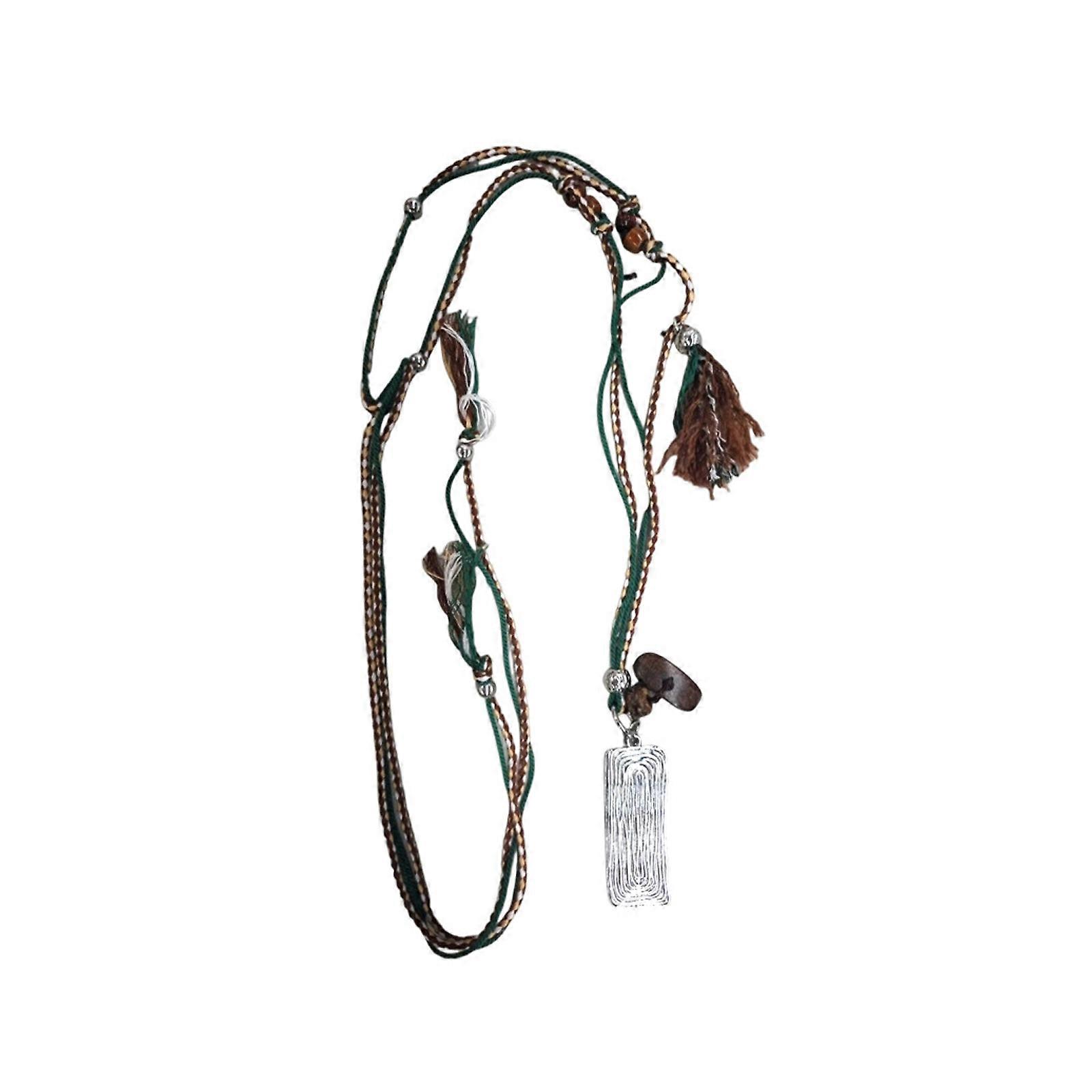 Versatile Textured Wooden Pendant Necklace Adjustable Customizable Colorful Cord Clavicle Chain Accessory Multicolor