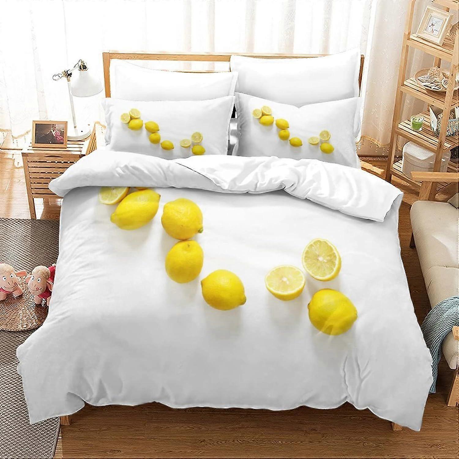 الليمون الحمضيات العصير لحاف غطاء مجموعة لوكس 3D الفراش المطبوعة بساطتها الأولاد والبنات الكبار غطاء لحاف للفراش ، مجموعة ستوكات فائقة النعومة مع P