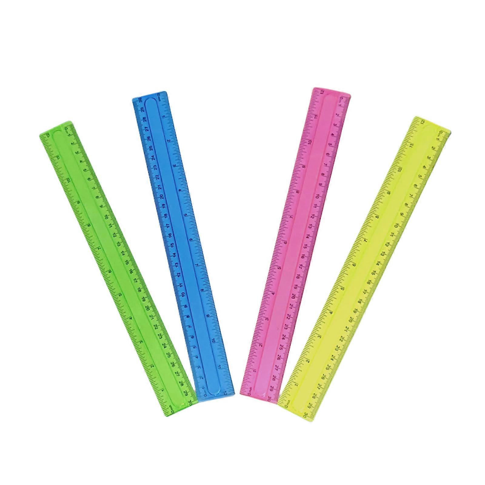 4Pcs 12Inch Clear Ruler Straight Ruler Inches and Centimeters Double Scale Ruler Drawing Ruler Math Ruler Measuring Too  Frosted ruler