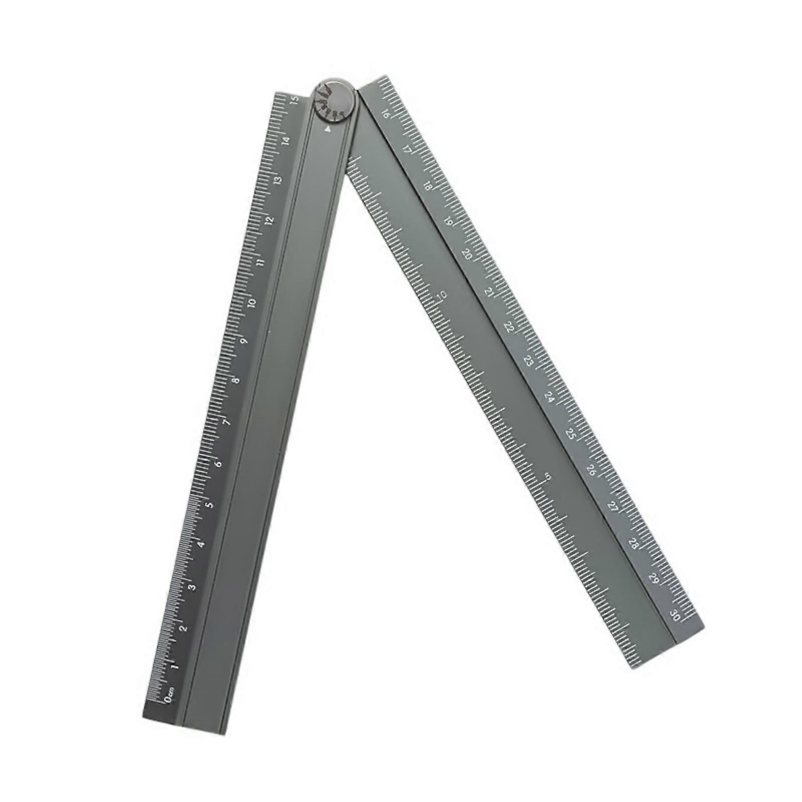 30cm Aluminum Folding Rulers Geometric Measuring Tool Easy to Carry for Multifunction  Use in Art Math & Office environment  Grey