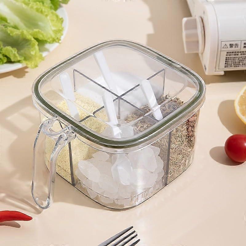 Plastic Seasoning Bottle with 4 Grid Transparent Spice Jar for Kitchen Storage and Organization
