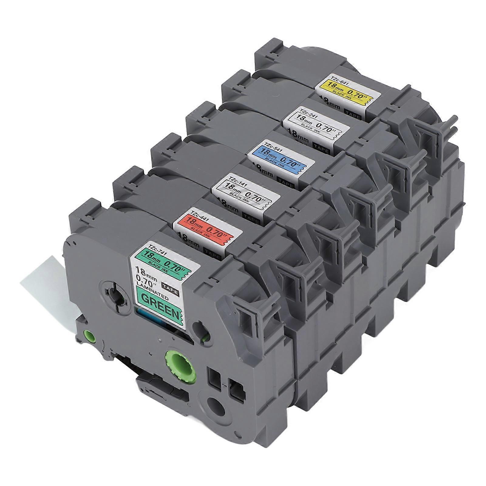 Label Maker Tape 18mm Width 8M Length Label Maker Refills for TZe 141 for TZe 241 for TZe 541 for TZe 641 18mm 6 Colors