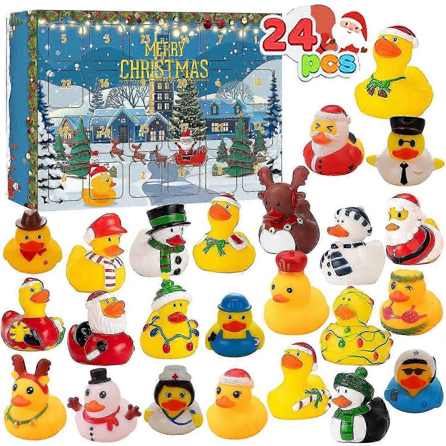 Children's Christmas Advent Calendar - Christmas Countdown Calendar with Rubber Duck Bath Toy - Chri
