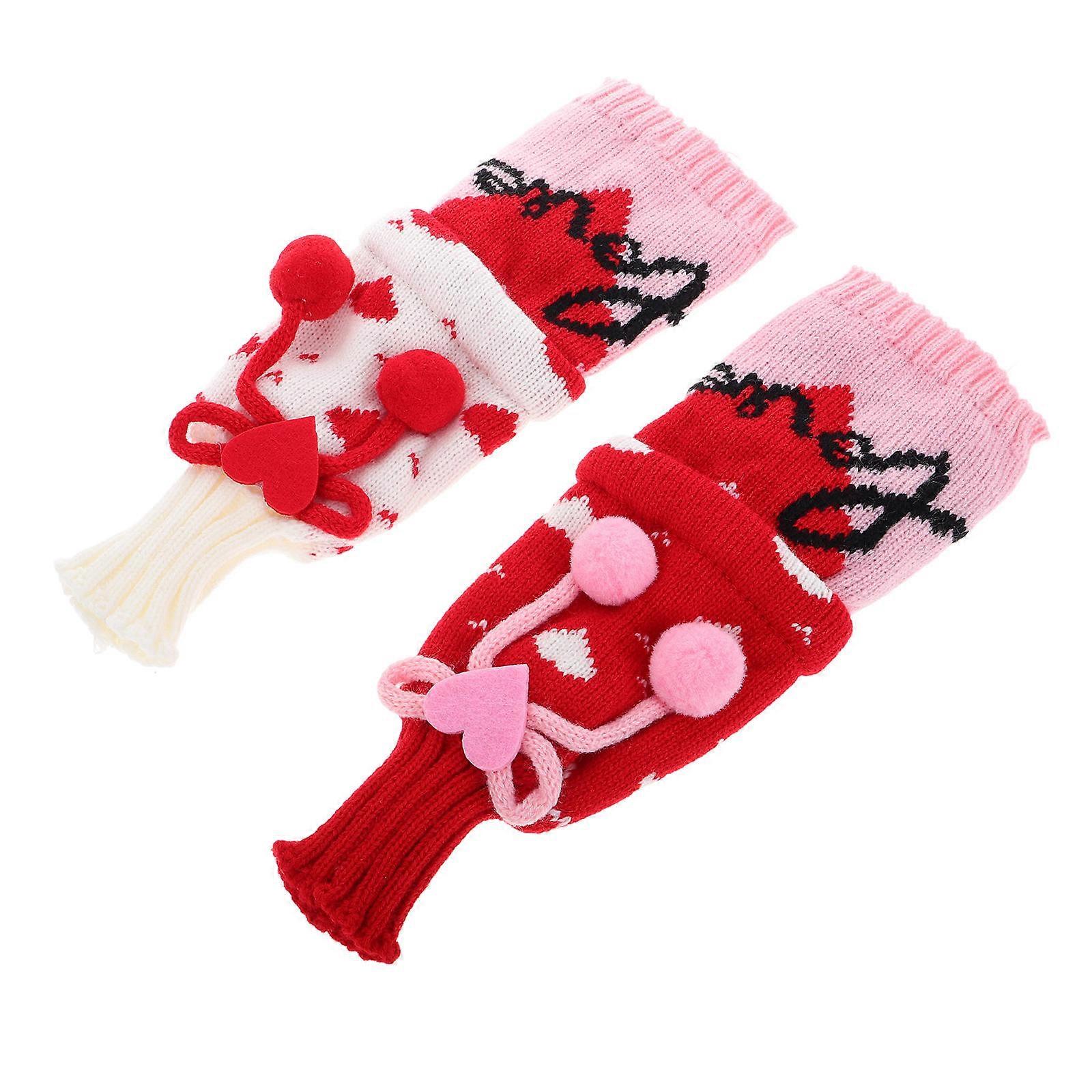 Present Bag Holiday Covers Knitted for 2Pcs Use