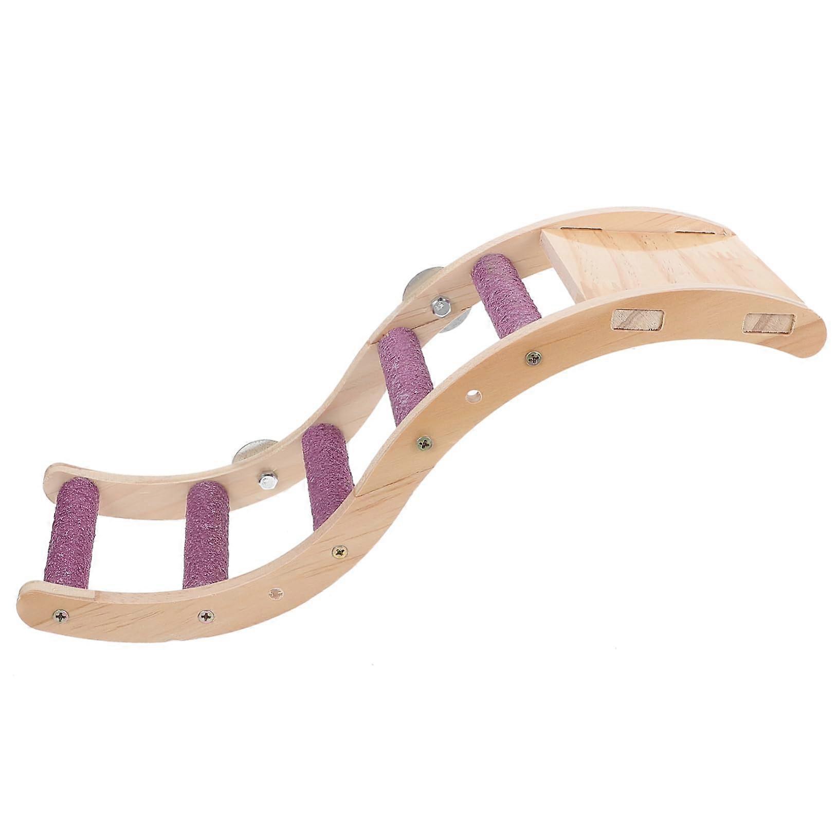 Wooden Bird Climbing Ladder Toy with Chewable Rungs for Parrots Cockatiels Parakeets Pink