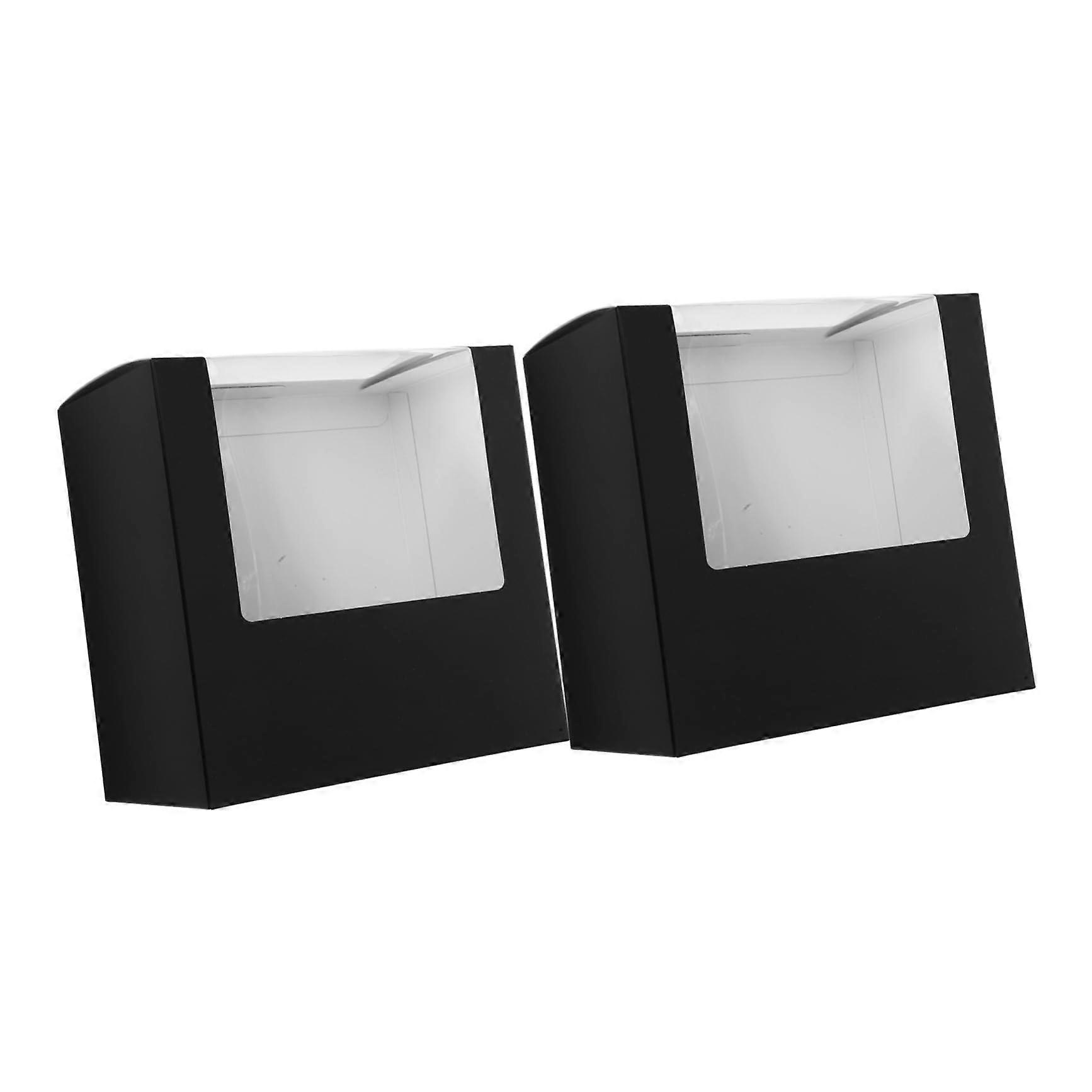 2 Pack Baseball Cap Storage Boxes with Clear Viewing Window, Travel Hat Organizer Black