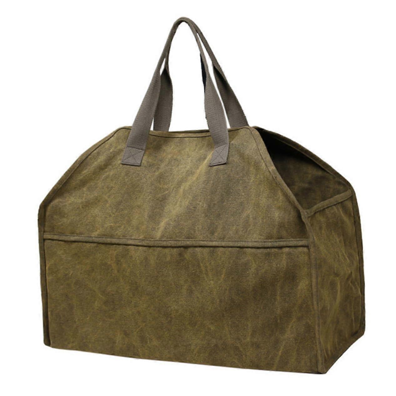 Canvas Firewood Carrier Tote Bag with Handles, Large Capacity Log Storage for Outdoor Use
