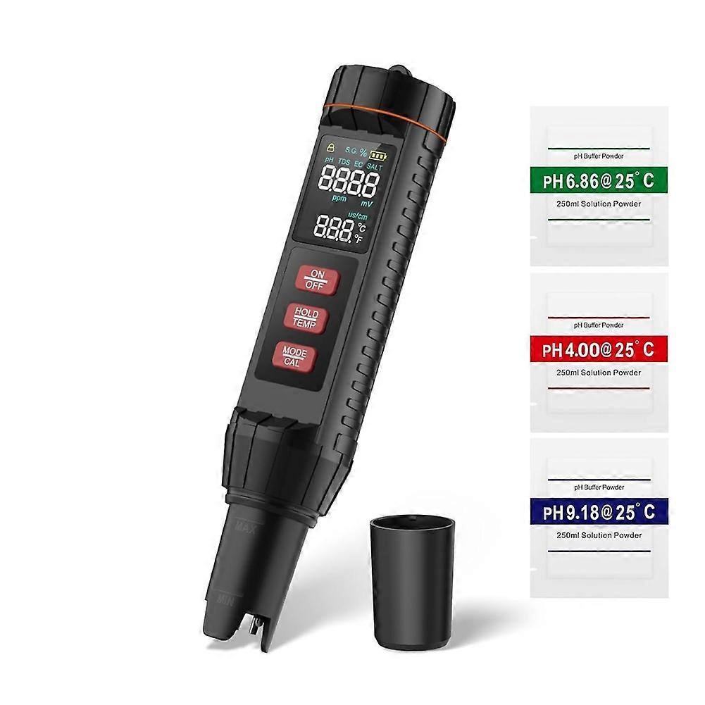 Pool Salt Tester,PH Meter,7-in-1 Tds Salinity Tester EC Orp S.G.Temp and Ph Tester Digital (0.01 Precision) for Aquarium