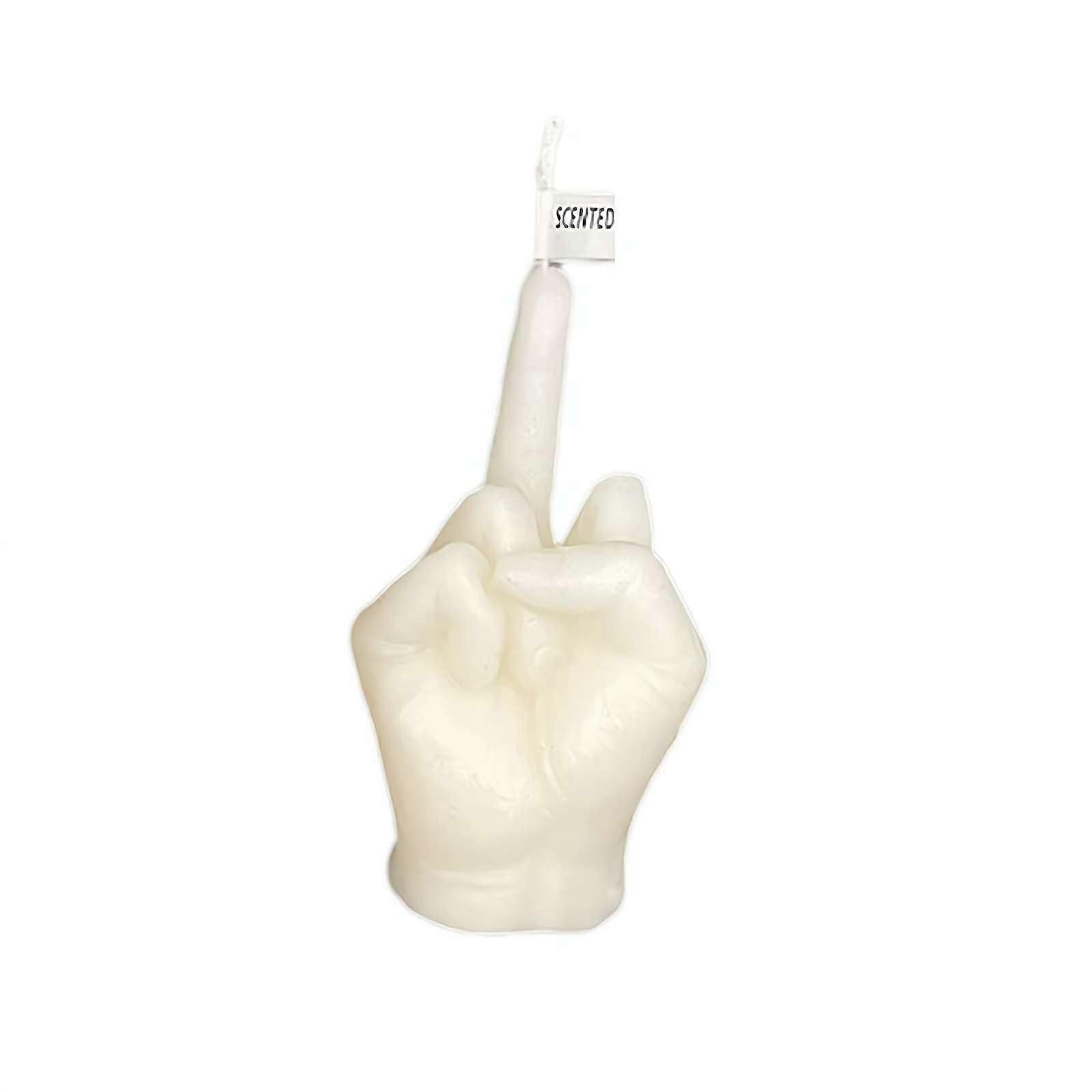 Middle Finger Scented Candle Hand Gesture Aromatherapy Decor for Home Bedroom White