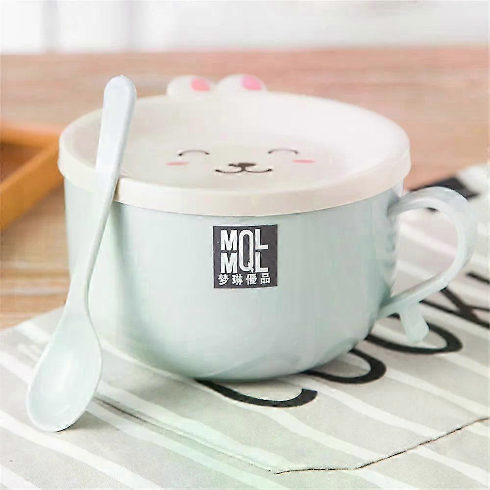 Stainless Steel Double-layer Ramen Noodles Bowl Anti-scalding Instant Noodle Bowl Large Capacity With Lid And Spoon Tableware