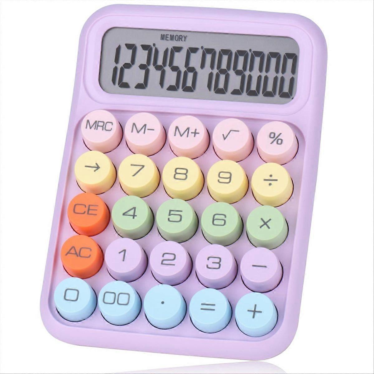 Mechanical Pushbutton Calculator, 12 Digit LCD Display, 