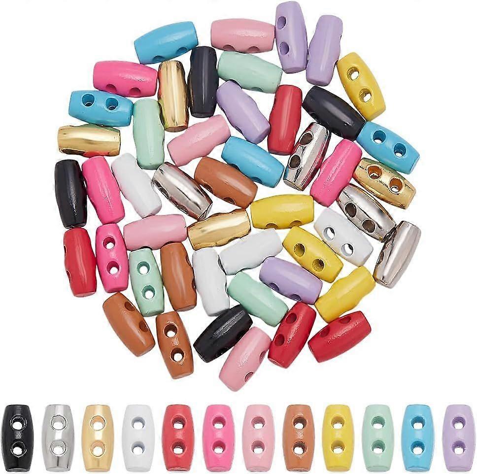 48 PCS Mini Alloy Toggle Buttons 0.39inch 2-Holes Tiny Toggle Horn Button 12 Color Sewing Horn Toggles Button Alloy Sweater Coat Buttons for Jacket Cl