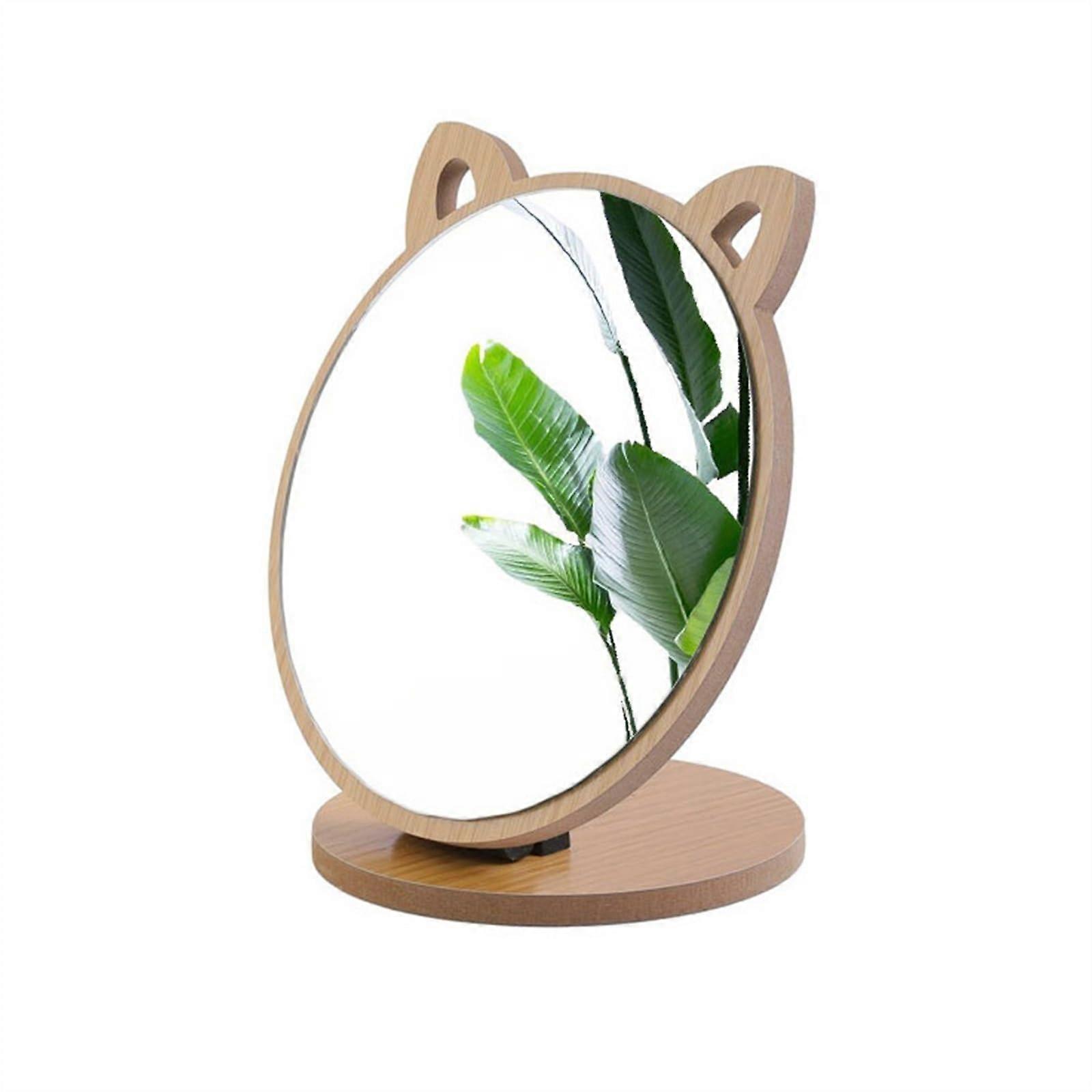 Wooden Vanity Makeup Mirror with 2 in 1 Foldable Design and Clear NoDistortion Reflection