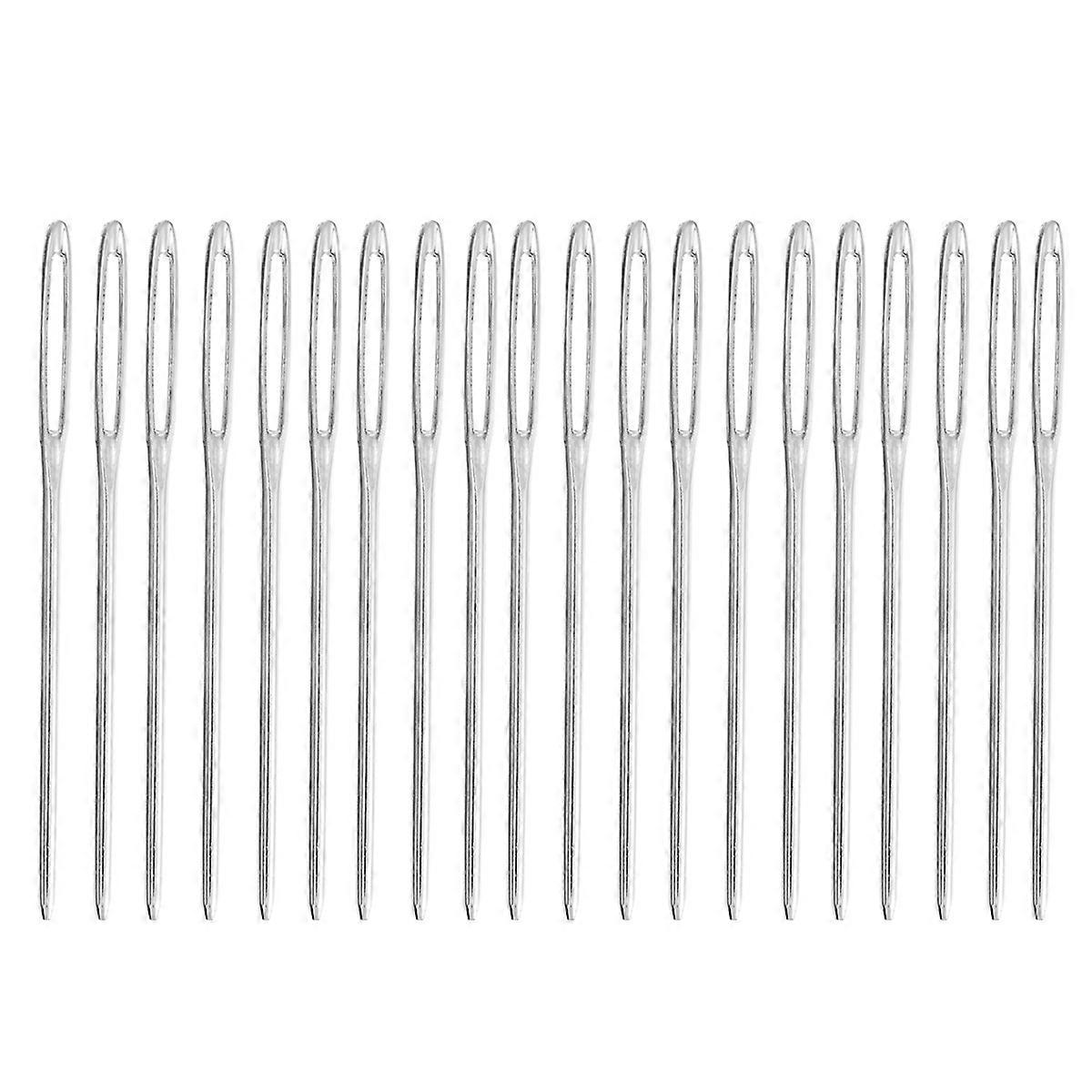 Blunt Large Eye Needle for Stitching Use with 60Pcs Silver Sewing Needles