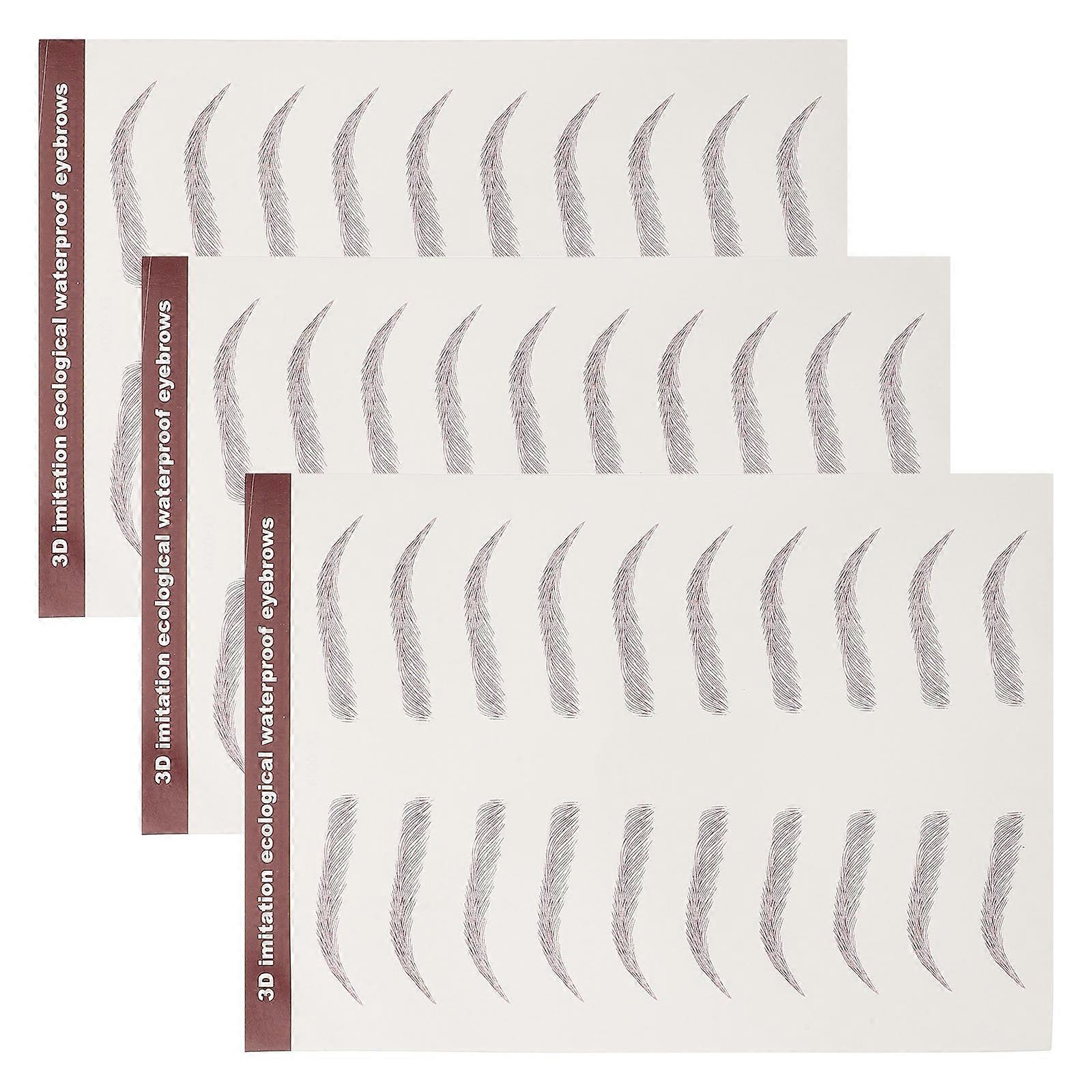 Brown Eyebrow Temporary Tattoo Sticker for Decoration 3 Sheets