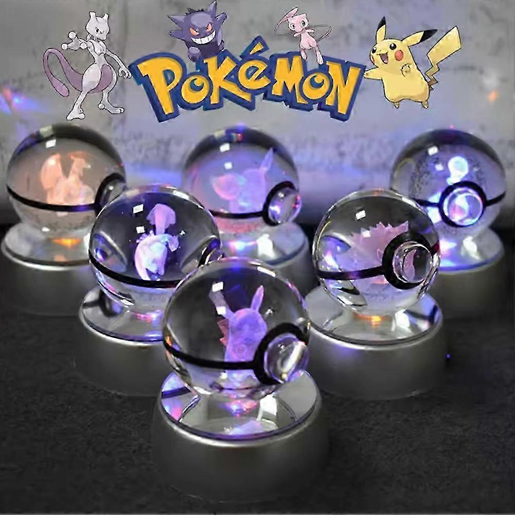 Collectible Pok��mon Crystals Ball Ornament Anime Fan Gift with Colorful Lamp Stand Perfect Present for all Pok��mon enthusiasts