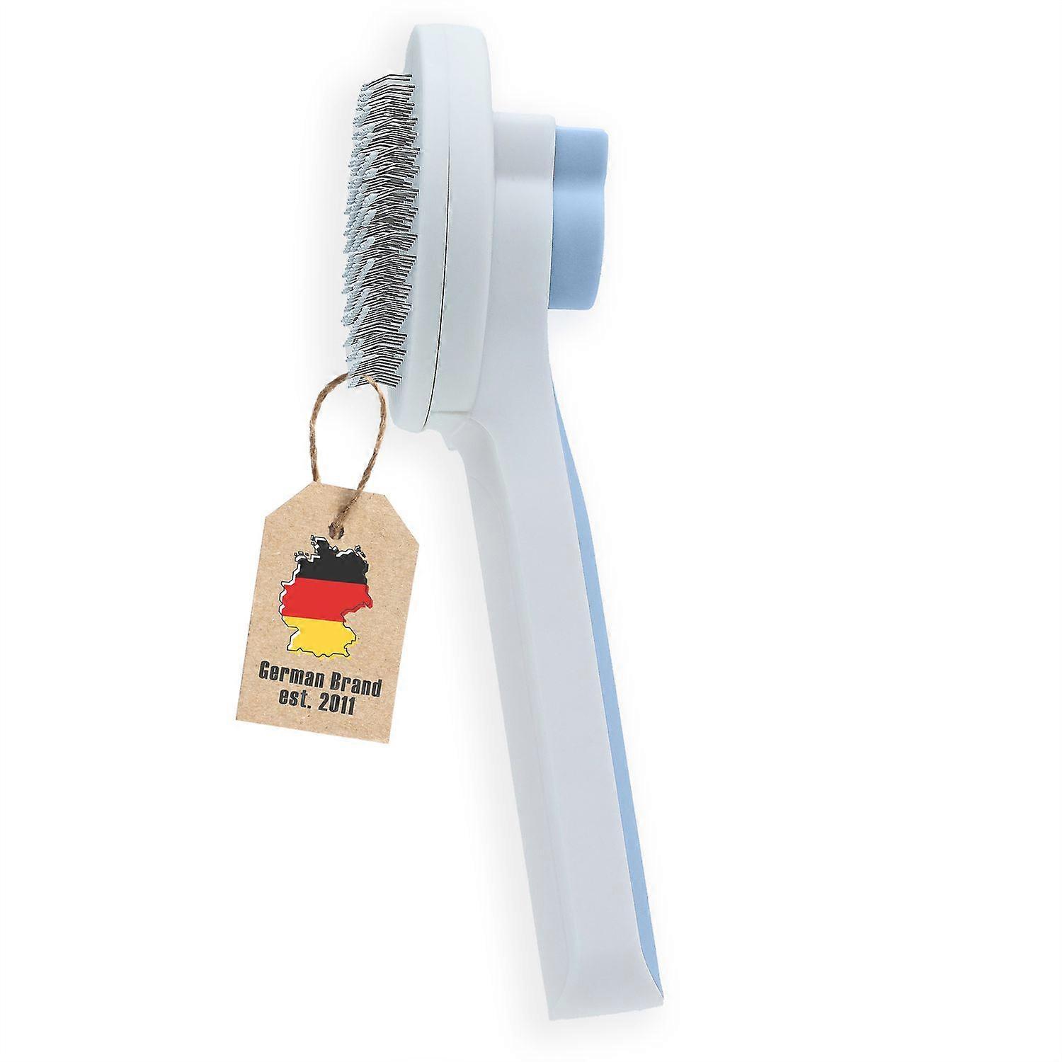 Cat Brush Dog Brush 18.8 x 7.5 x 5 cm - Pet Fur Brush with Snap Button for Hair Removal Self-Cleaning