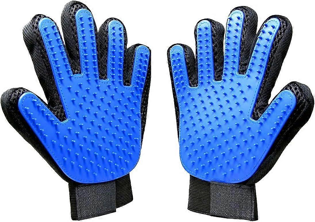 One Piece Pet Gloves, Five Finger Design for Cat and Dog Grooming (Blue)
