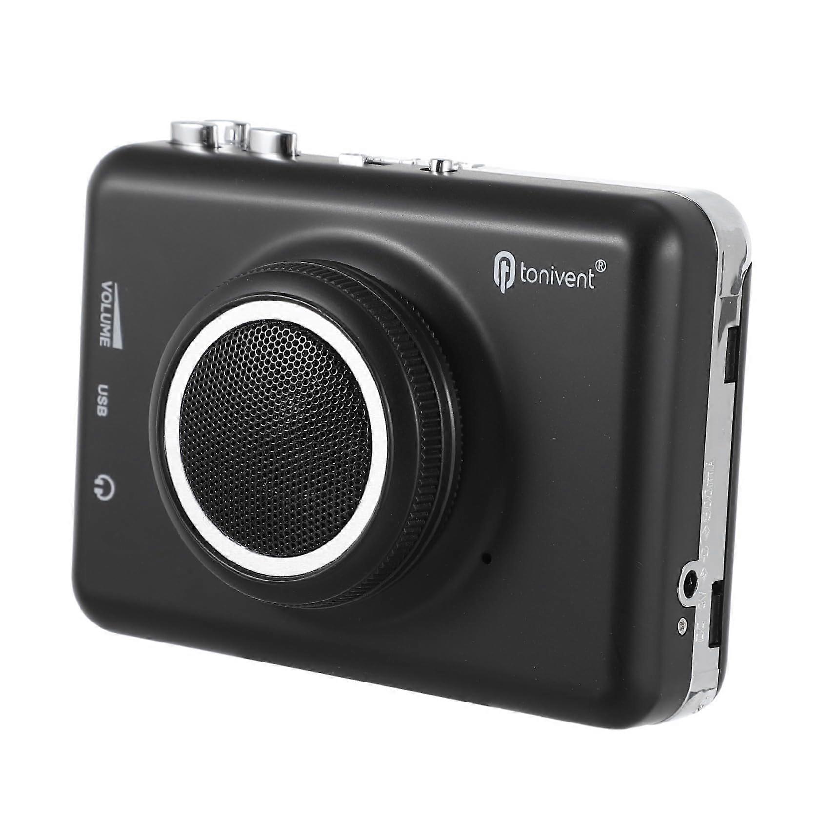 USB Cassette Tape to Converter With Detachable Speaker Portable Tape Player Includes Editing Software Black