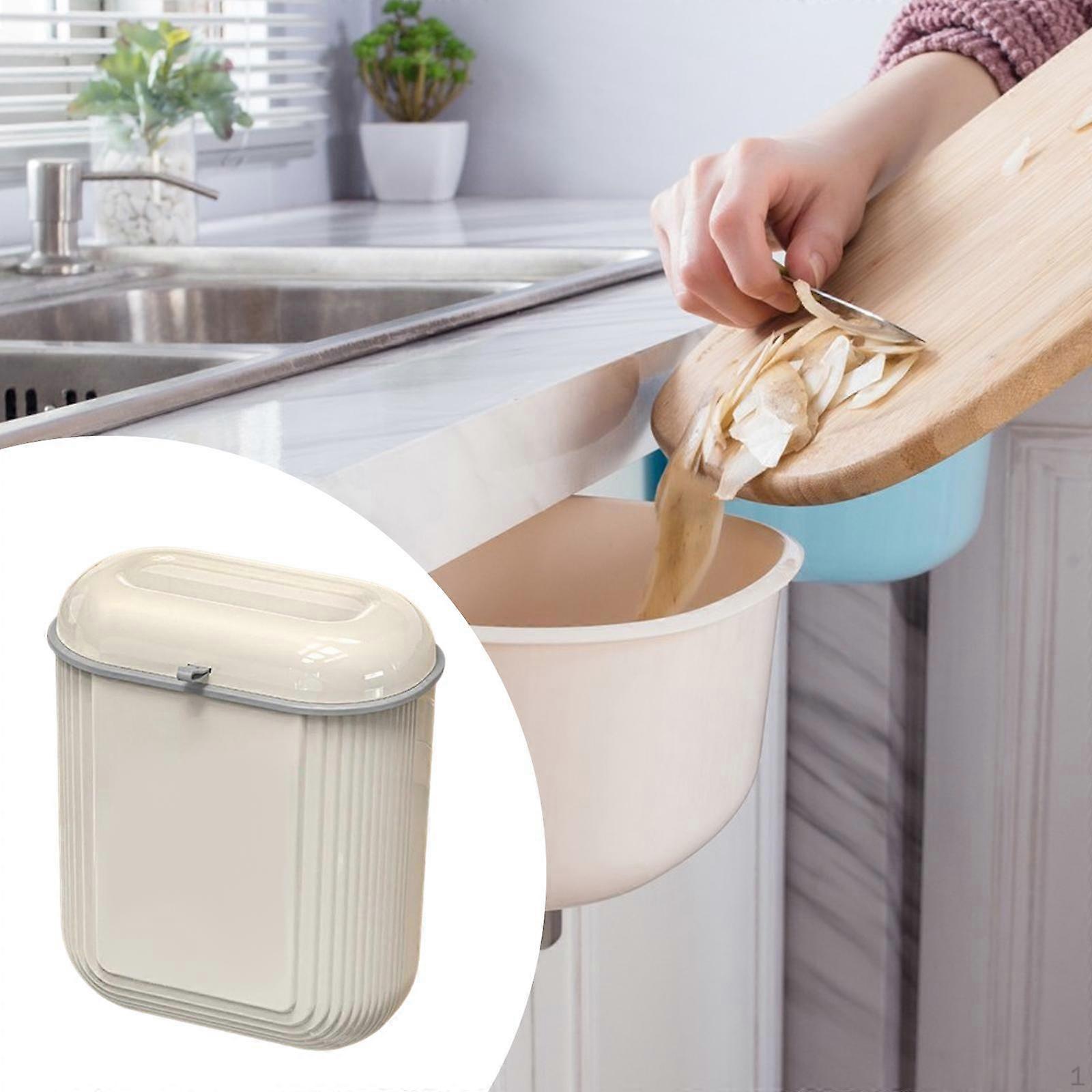 Hanging Bin with Lid, Kitchen Compost Bin, Wall-mountable, Compact, Generous 12-liter Waste