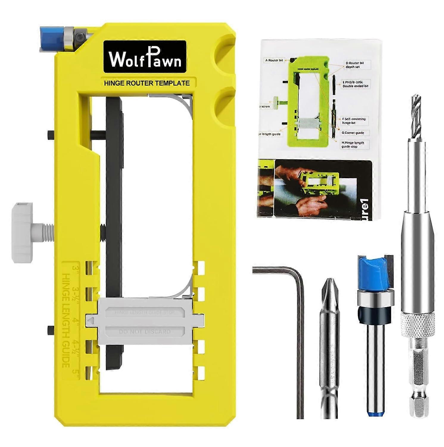 Adjustable Door Hinge Jig for Router, Precision Template 3'5' with Stable Base, Green