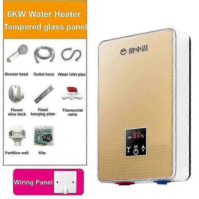 6000w 220v電気ホットタンクレス給湯器バスルームキッチンインスタント給湯器温度表示加熱シャワーユニバーサル