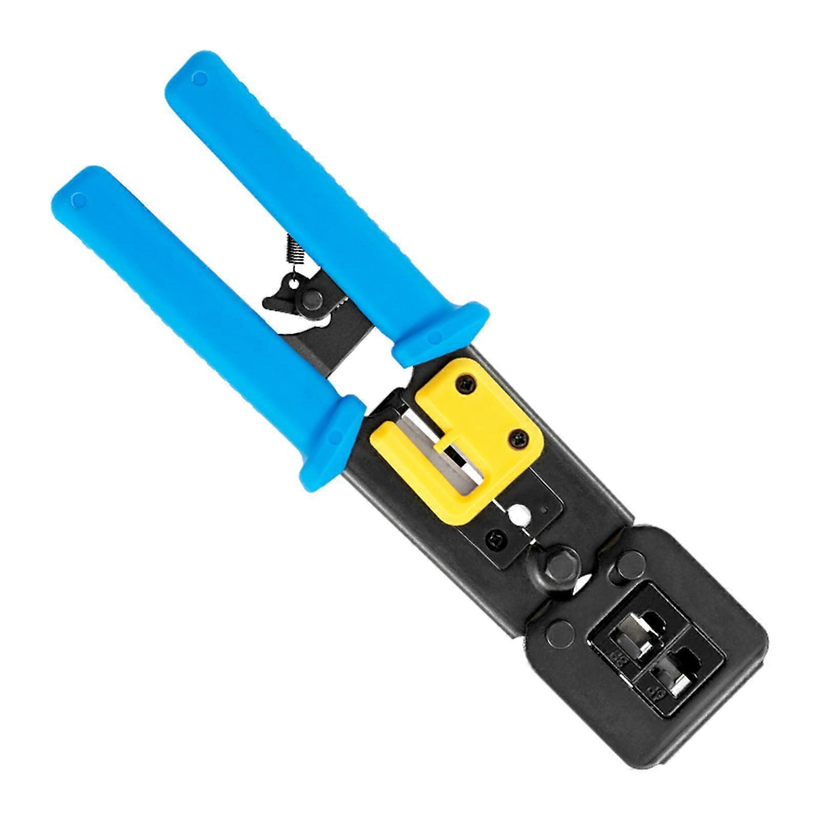 RJ45 Crimping Tool Cat6 Pass Through Ethernet Cable Cutter Stripper with Ratcheting Handle