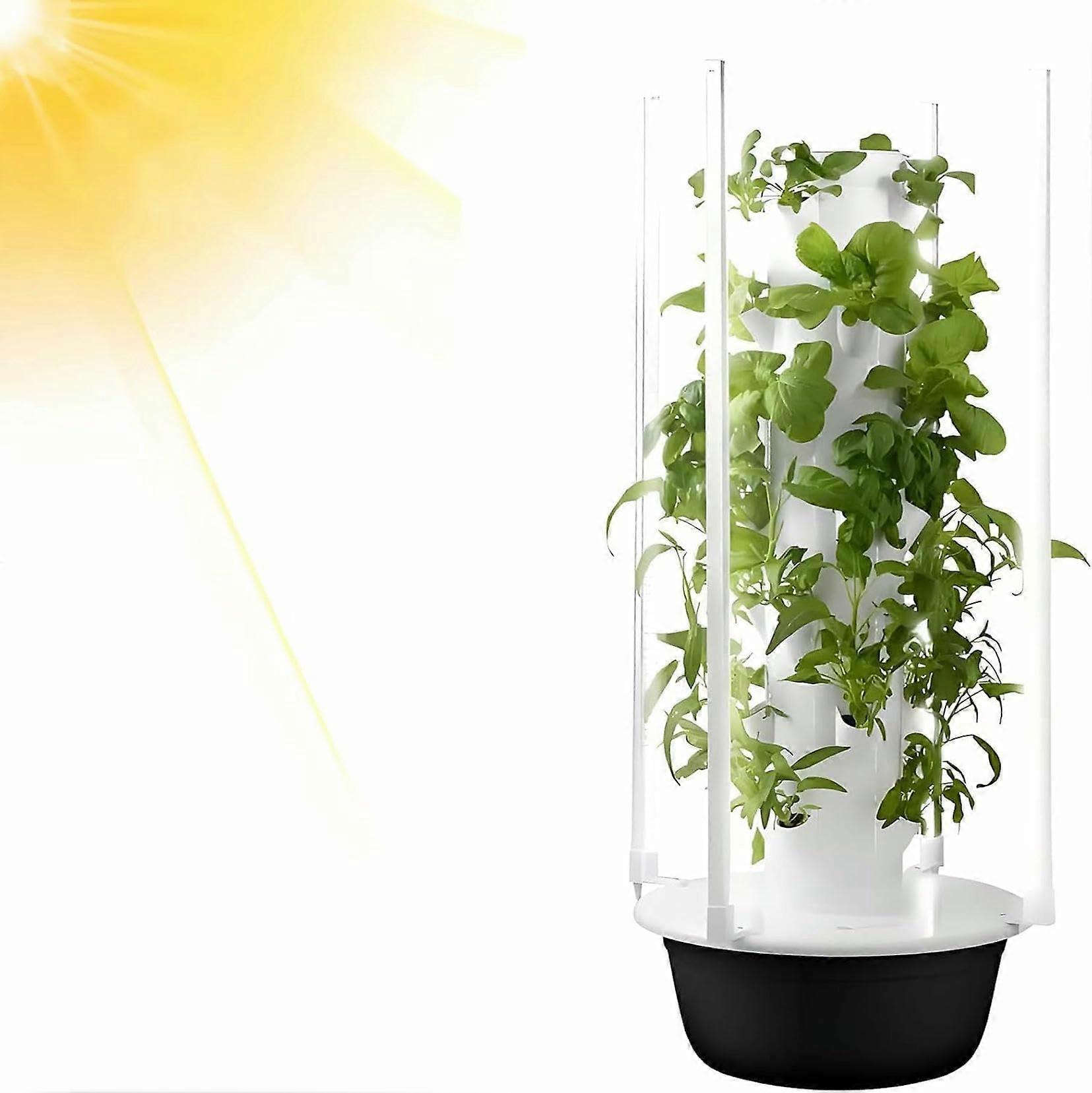 Hydroponic Growing System Tower with Smart Water Recirculation and LED for Indoor Herbs Veggies