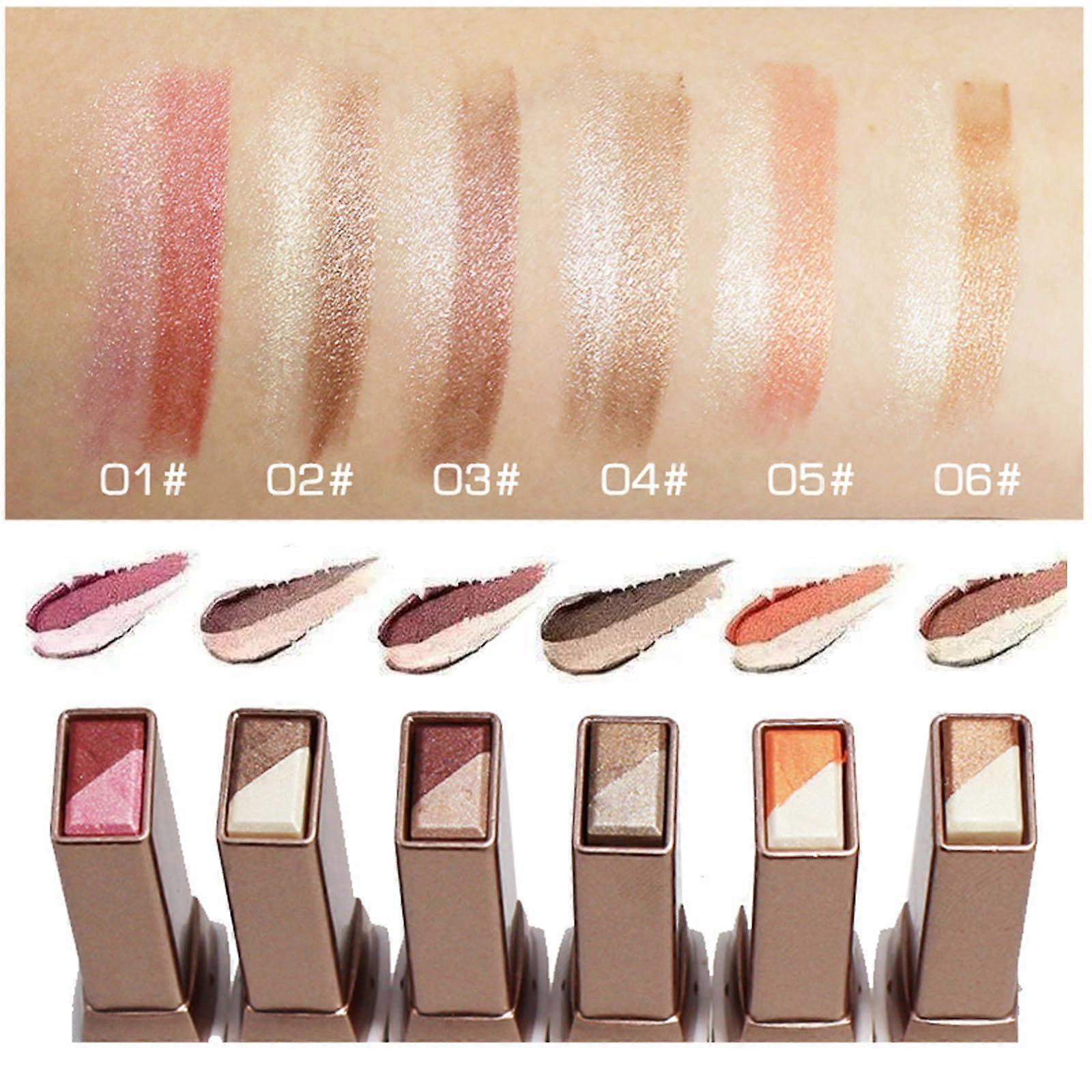 Two Tone Glitter Eyeshadow Stick with Gradient Tip, Waterproof Long Lasting, Smooth Blendable Finish