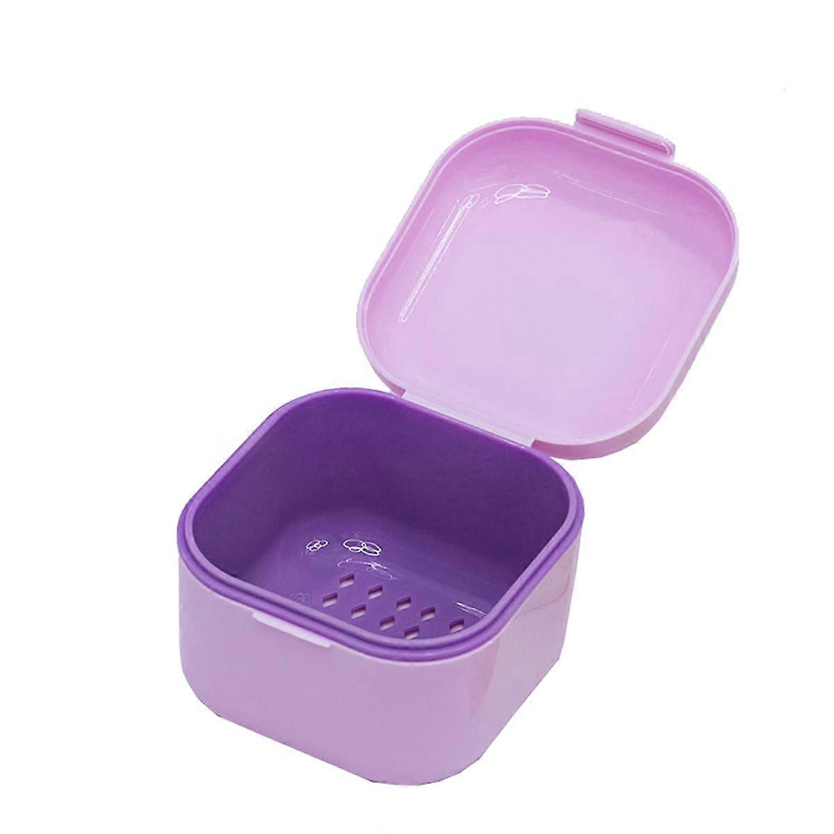 Purple Plastic Nail Drill Bits Cleaning Box with Quick Drain Basket for Manicure Tool Storage
