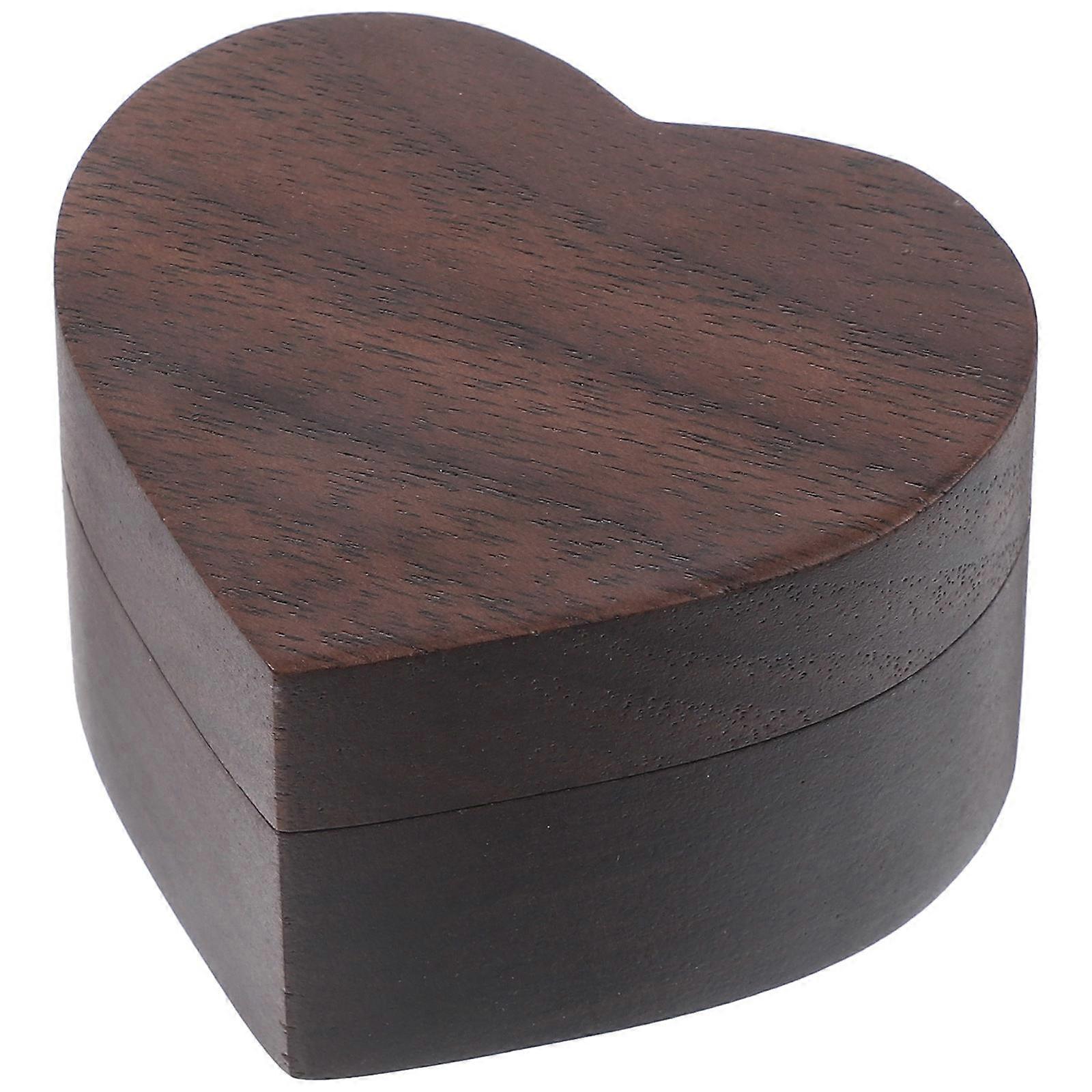 Wooden Heart Rings Box for Proposal Storage Ring Case