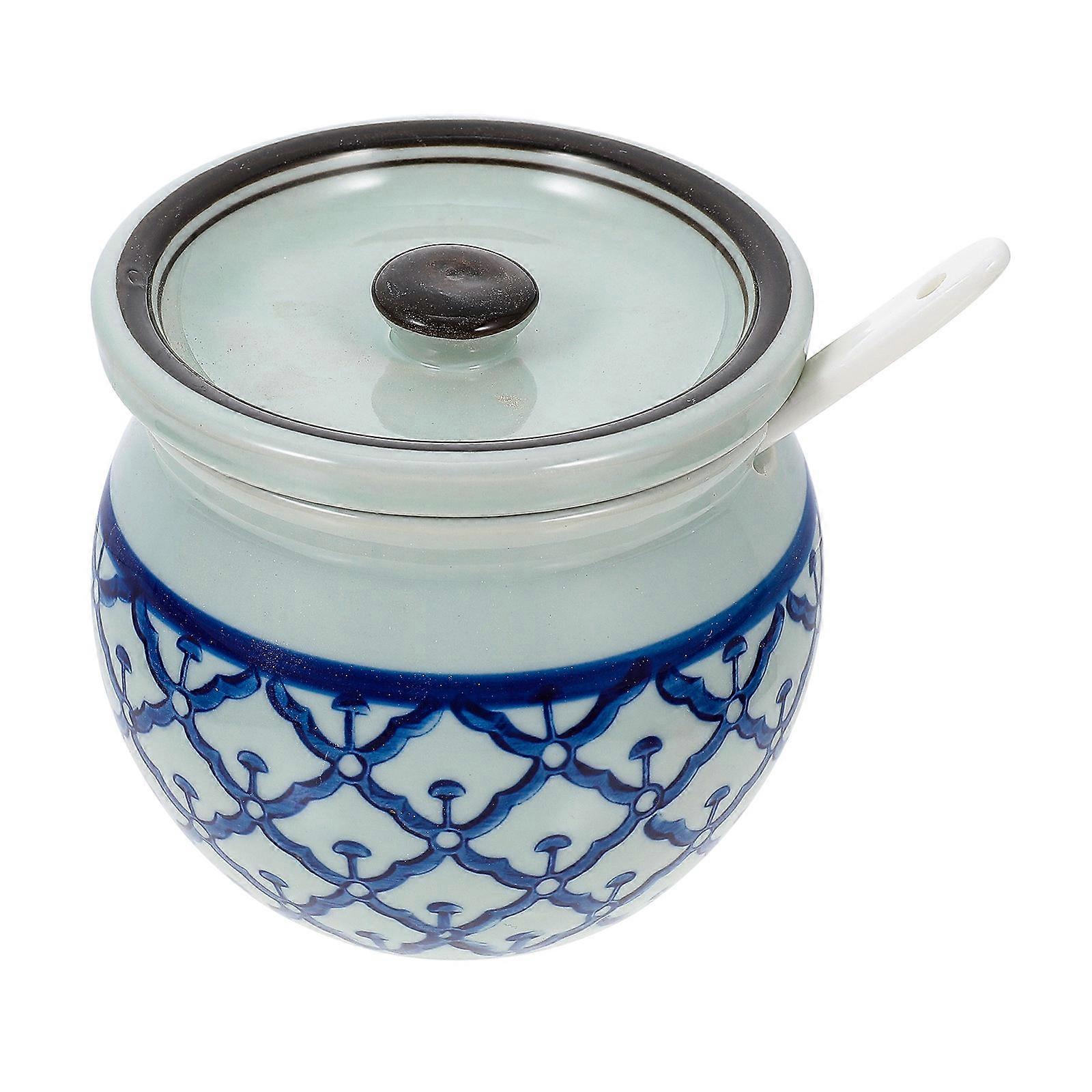 Ceramic Oil Canister for Kitchen Grease Keeper 1Set