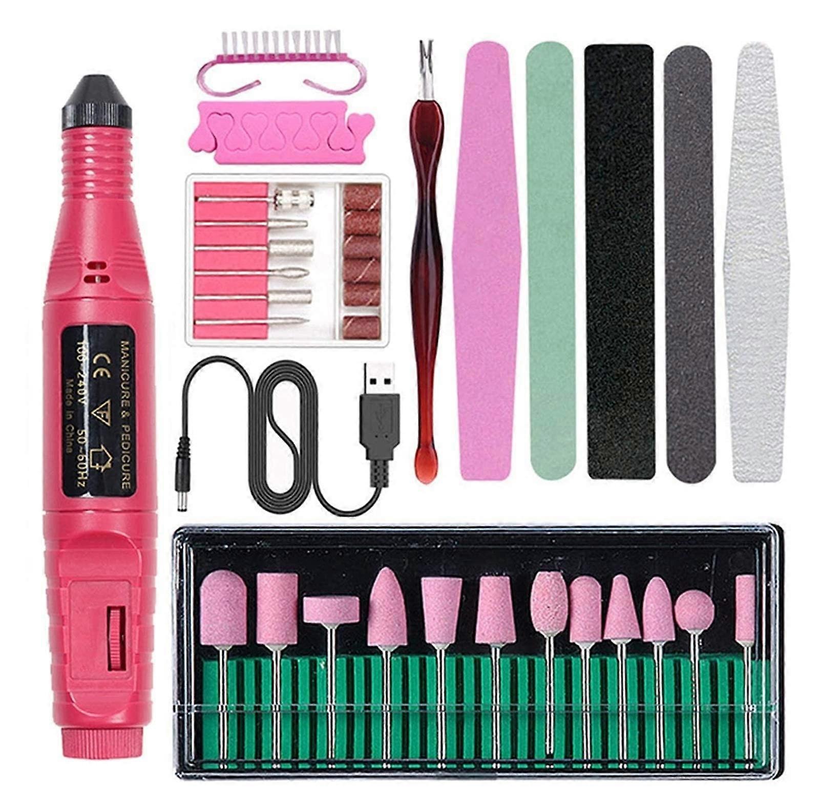 Electric Nail Drill with Adjustable Speed USB Rechargeable Professional Nail File Set with 6 Bits