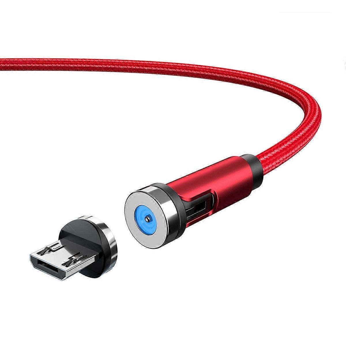 2m 540 Degrees Rotatable Magnetic Charging Cable Braided Data Cord with Micro-USB Plug