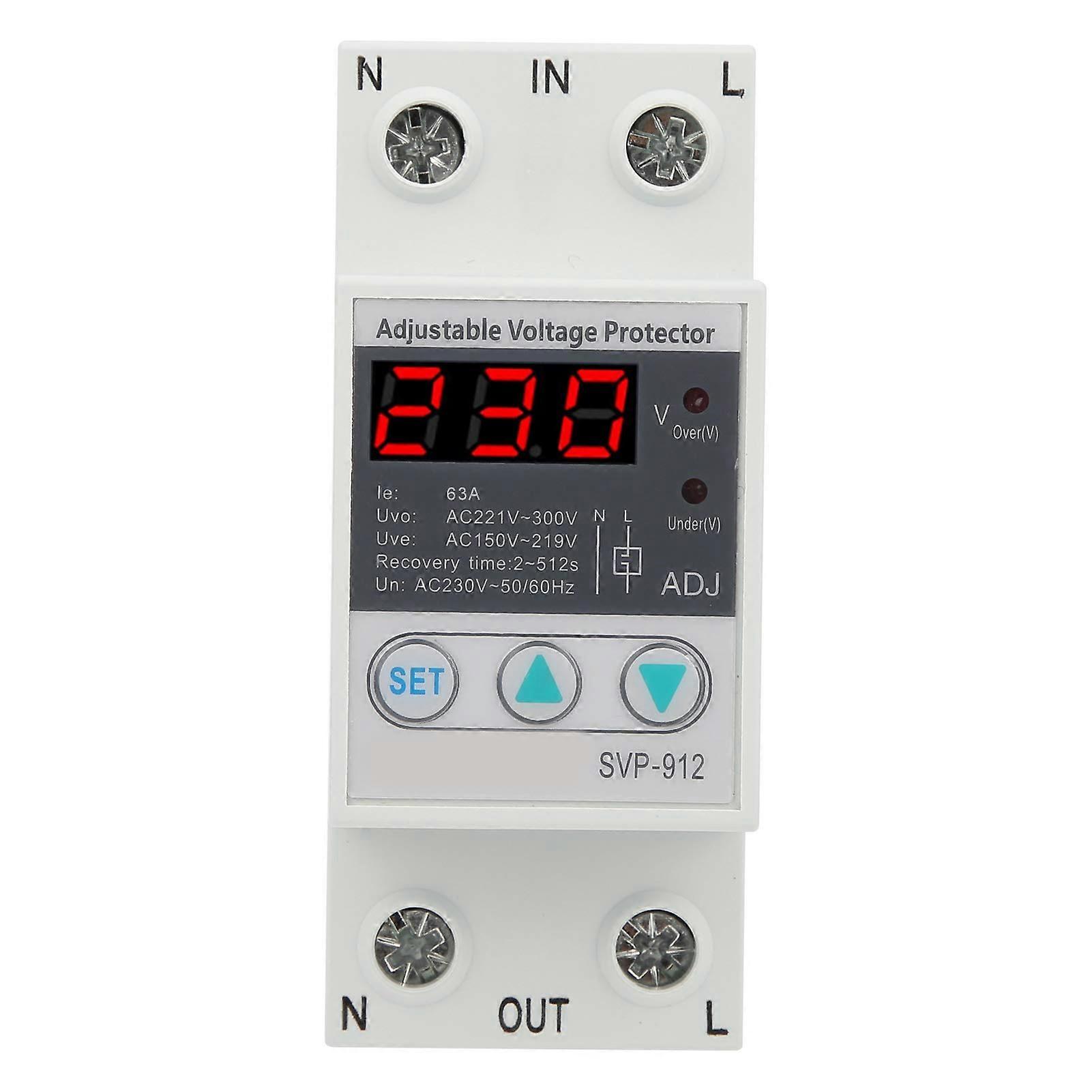 Voltage Protector 63A Adjustable Over and Under Voltage Stabilizer with Digital Display for Home and Office