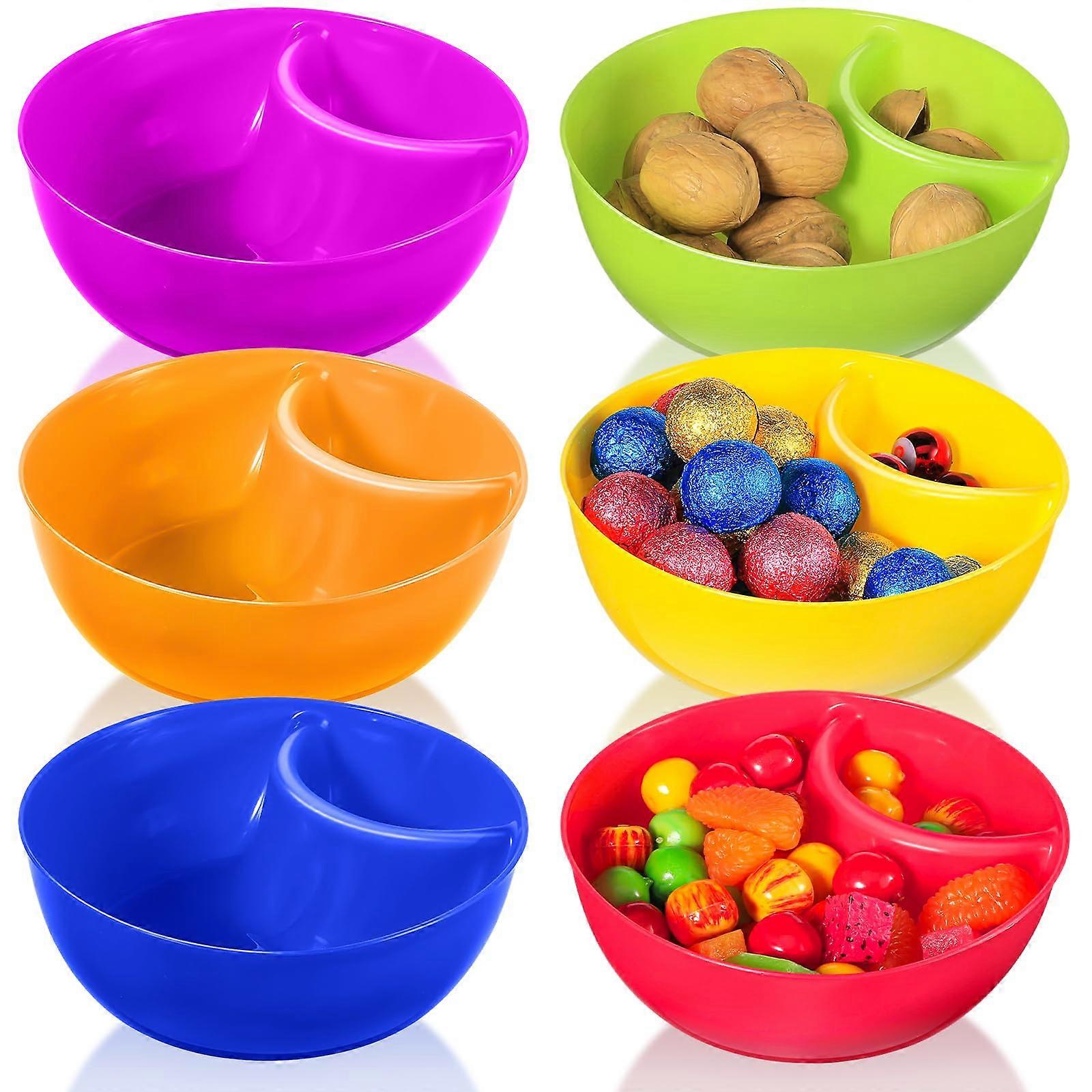 12PCS AntiSoggy Snack Bowls, Colorful Divided Serving Bowls Microwave Dishwasher Safe Stackable Set