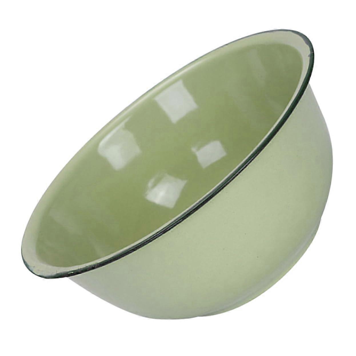 Vintage Enamel Mixing Bowl Thick Deep Capacity for Salad Serving and Kitchen Use