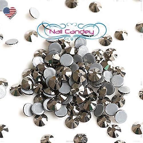 Jet Hematite Silver Nail Art Rhinestones 5ss 144pcs Flat Back Crystals Reflection Foil Backing