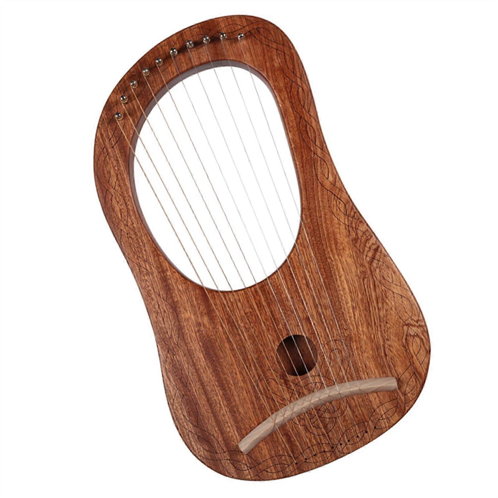 Mahogany Lyre Harp 10 Strings for Beginners with Warm Tone and Easy Playability