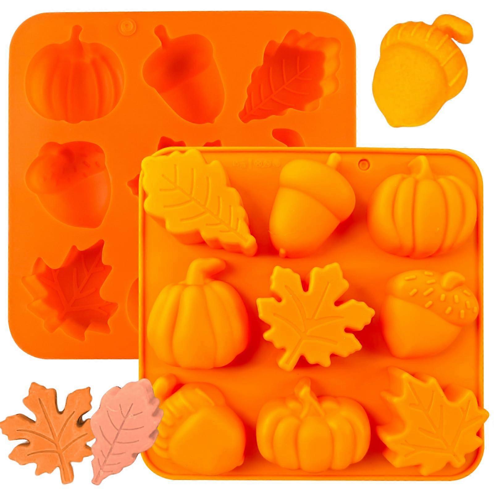 Thanksgiving Pumpkin and Maple Leaf Silicone Baking Molds with Festive 3D Designs for Fall Cakes