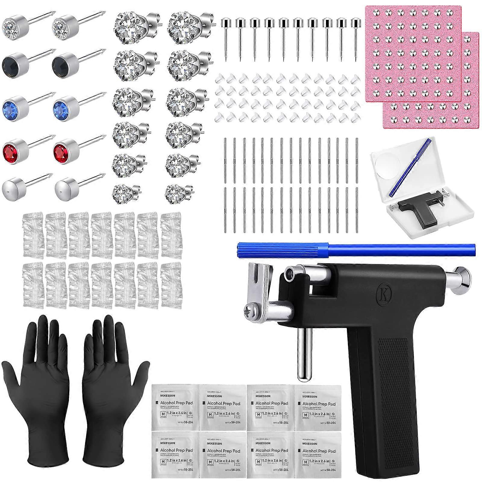 Professional Ear Piercing Kit with Studs, Reusable Piercing Gun Set for Salon and Home Use