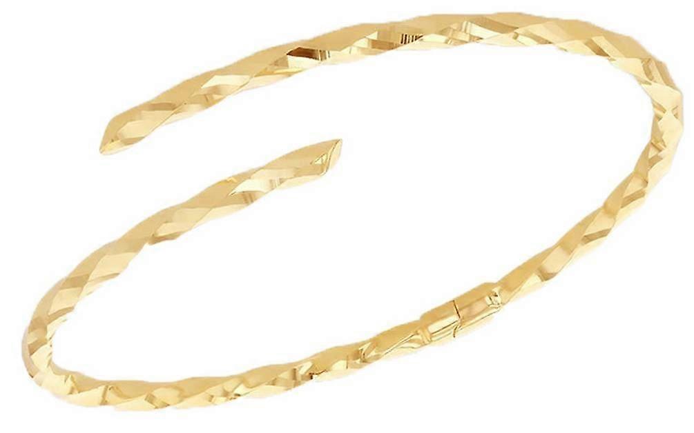 KJ Beckett Twisted Tube Crossover Hinged Bangle - Yellow Gold
